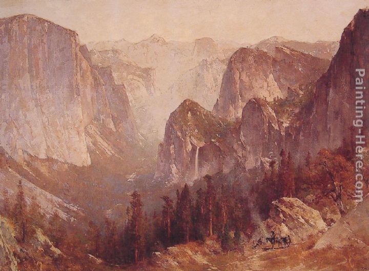 Thomas Hill Encampment Surrounded by Mountains